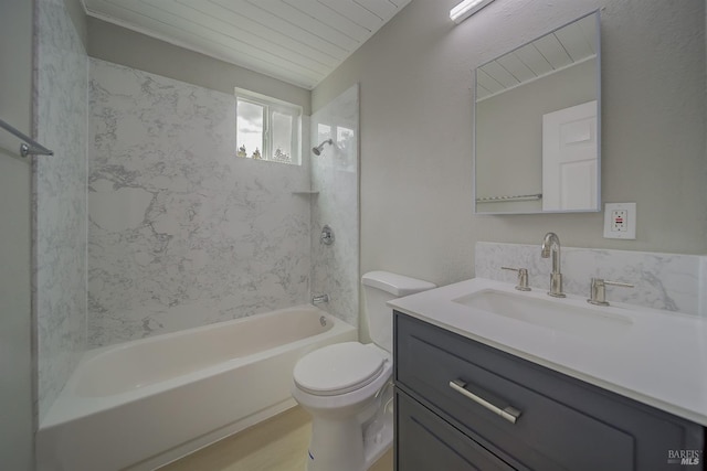 full bathroom with toilet, washtub / shower combination, and vanity