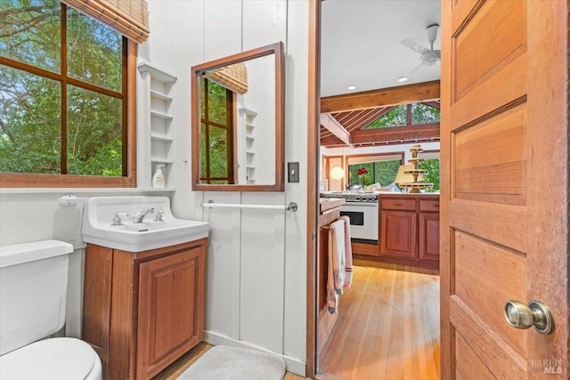 2426 S Fitch Mountain Rd, Healdsburg, CA 95448 - bathroom featuring toilet, wood finished floors, and plenty of natural light