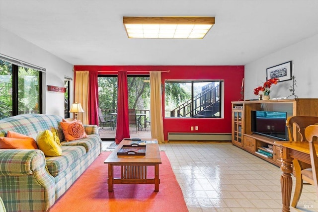 2426 S Fitch Mountain Rd, Healdsburg, CA 95448 - living room featuring baseboard heating and light floors