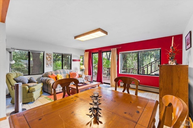 2426 S Fitch Mountain Rd, Healdsburg, CA 95448 - tiled dining area featuring a baseboard heating unit