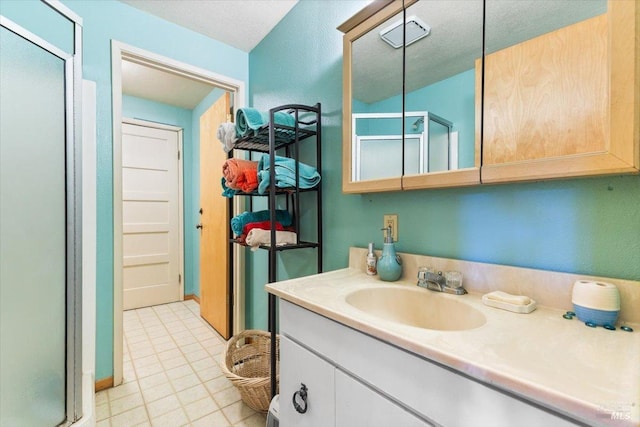 2426 S Fitch Mountain Rd, Healdsburg, CA 95448 - full bathroom with vanity, tile patterned floors, and a stall shower
