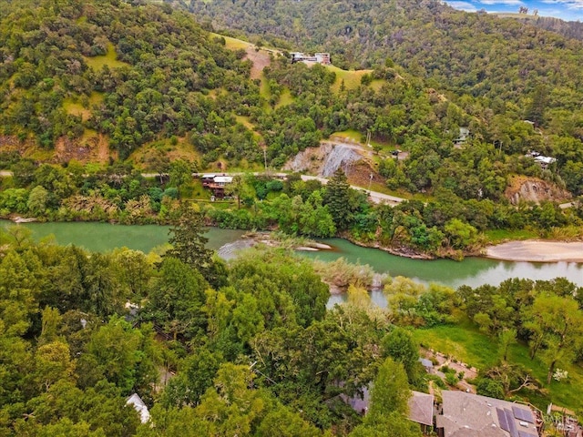 2426 S Fitch Mountain Rd, Healdsburg, CA 95448 - drone / aerial view with a wooded view and a water view