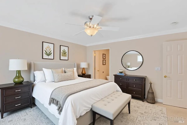 581 Werner Way, Vacaville, CA 95688 - bedroom featuring ceiling fan, ornamental molding, and ensuite bathroom