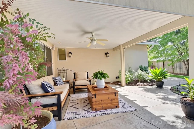 581 Werner Way, Vacaville, CA 95688 - view of patio / terrace featuring a ceiling fan, outdoor lounge area, and fence