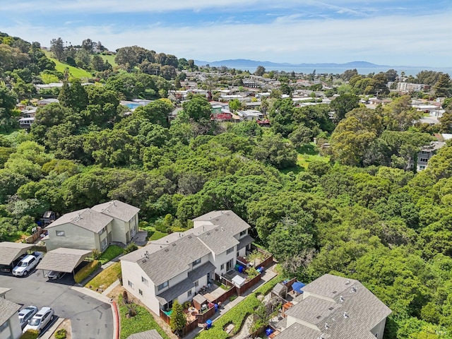 aerial view with a view of trees and a residential view
