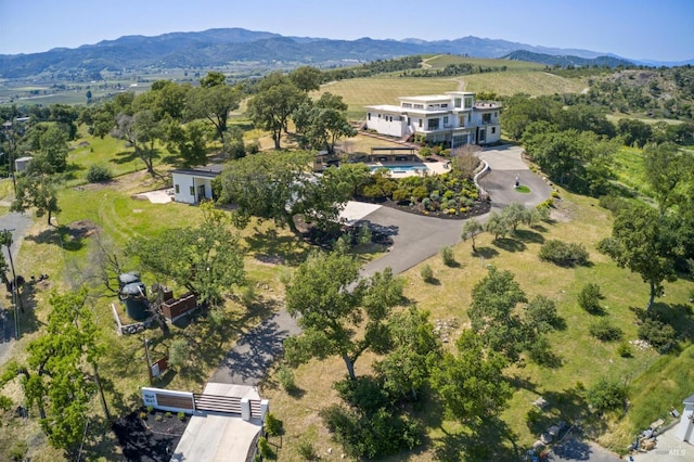 aerial view with a mountain view
