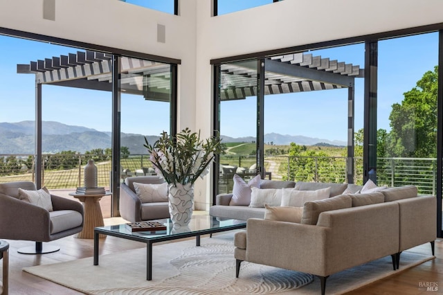 interior space featuring a mountain view