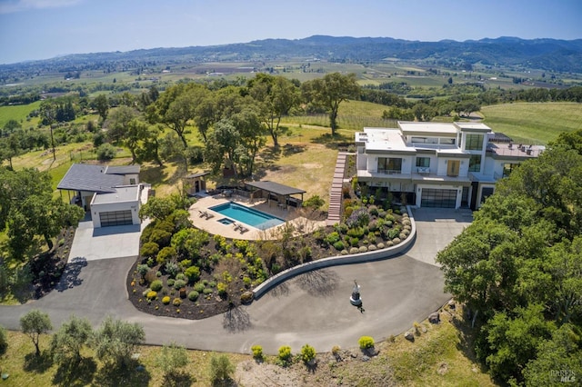 drone / aerial view with a mountain view
