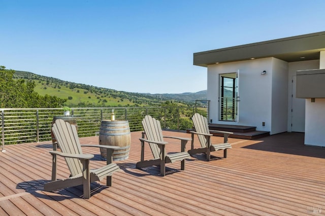 deck featuring a mountain view