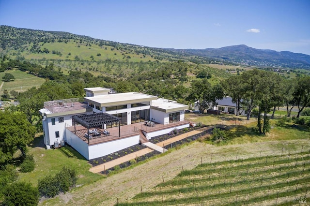 aerial view with a mountain view