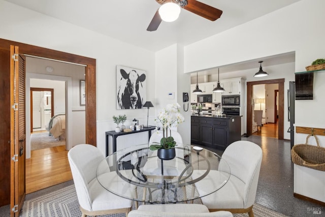 dining area featuring ceiling fan