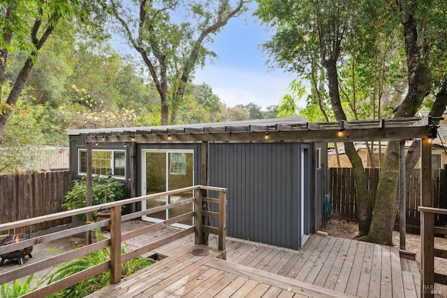 view of outdoor structure featuring fence private yard