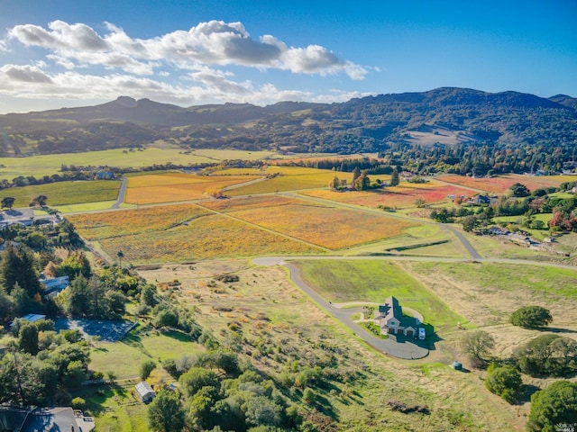 bird's eye view with a rural view and a mountain view