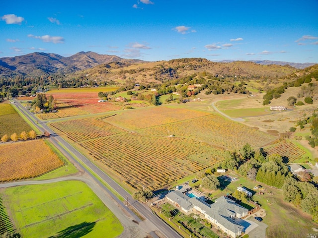 bird's eye view with a rural view and a mountain view