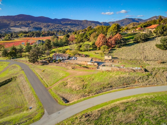 aerial view with a rural view and a mountain view