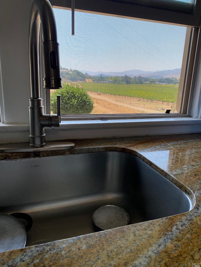 details featuring dark countertops and a sink