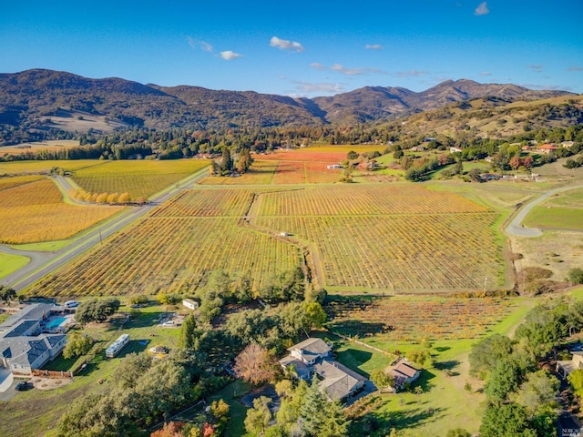 aerial view with a rural view and a mountain view