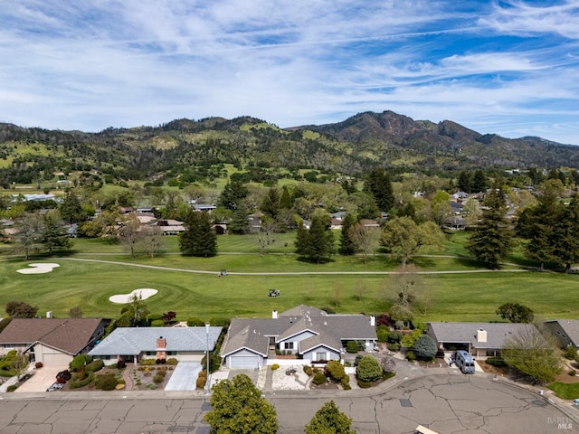 331 Laurel Leaf Pl, Santa Rosa, CA 95409 - birds eye view of property featuring view of golf course, a residential view, and a mountain view