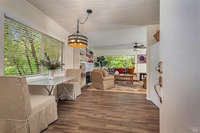 sunroom with a notable chandelier