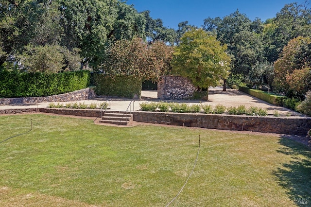 view of property's community featuring a yard
