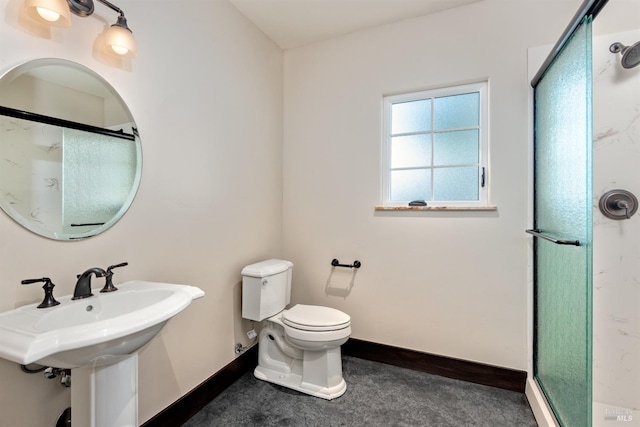 542 College Ave, Santa Rosa, CA 95404 - full bath with baseboards, toilet, and a stall shower