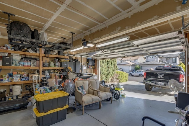 garage with a garage door opener