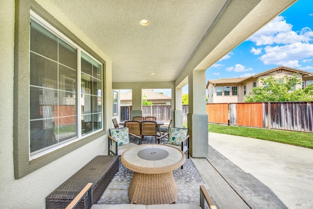 view of patio / terrace with a fenced backyard and outdoor dining area