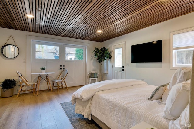 11 Cedar St, San Anselmo, CA 94960 - bedroom featuring hardwood / wood-style flooring, french doors, and recessed lighting