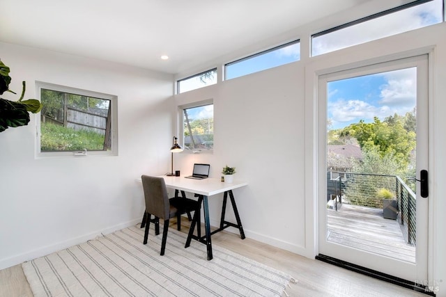 11 Cedar St, San Anselmo, CA 94960 - home office featuring recessed lighting, baseboards, and light wood-type flooring