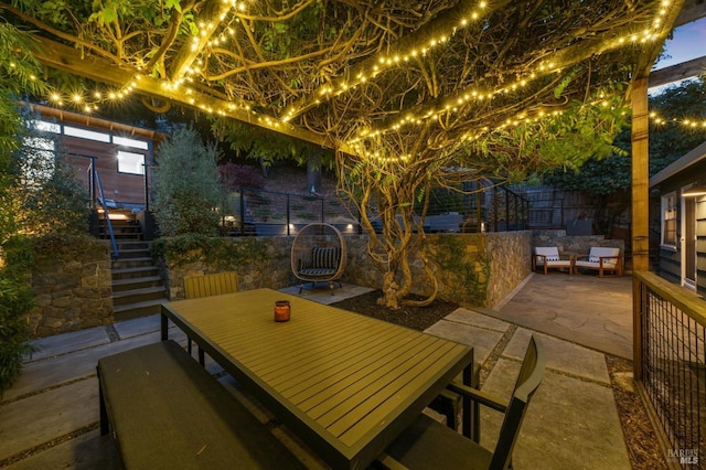 11 Cedar St, San Anselmo, CA 94960 - view of patio / terrace with outdoor dining area, stairway, and fence