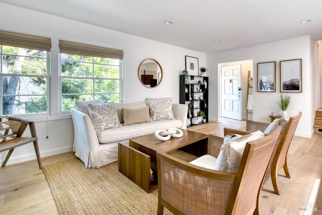11 Cedar St, San Anselmo, CA 94960 - living area featuring recessed lighting, a wealth of natural light, light wood-style flooring, and baseboards