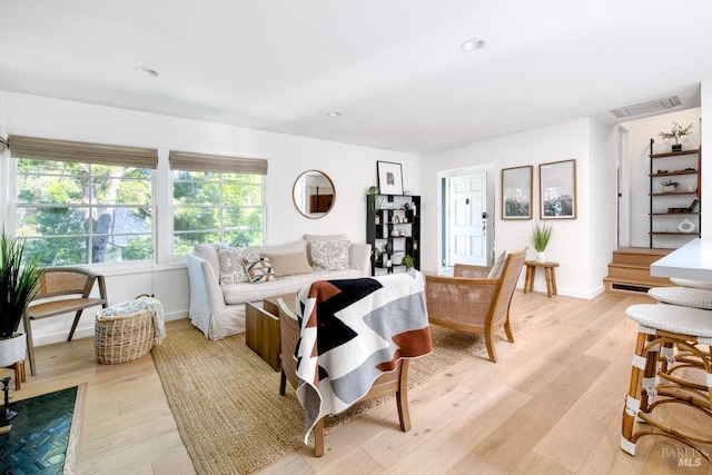 11 Cedar St, San Anselmo, CA 94960 - living area featuring light wood-type flooring, baseboards, visible vents, and recessed lighting