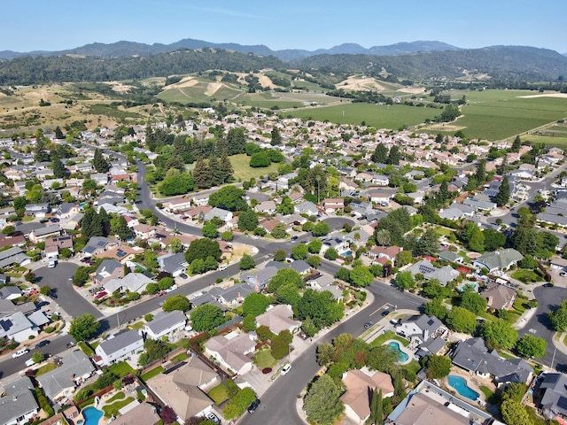 4187 Tokay Dr, Napa, CA 94558 - aerial view of property and surrounding area with mountains and nearby suburban area
