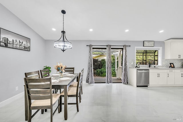 4187 Tokay Dr, Napa, CA 94558 - dining room with recessed lighting, baseboards, and a chandelier