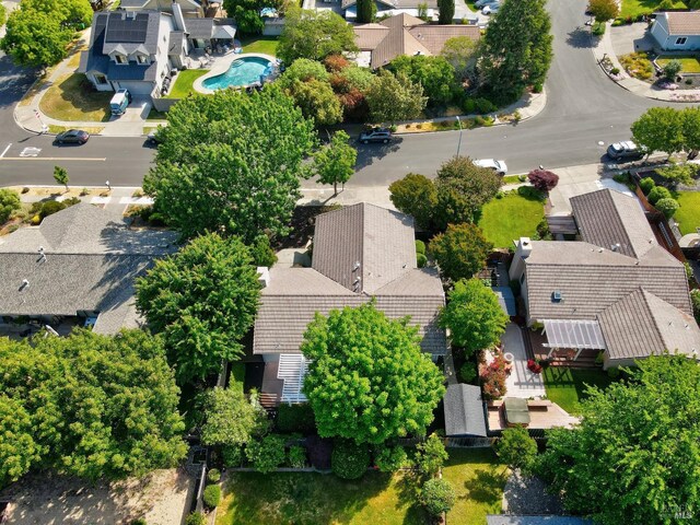 4187 Tokay Dr, Napa, CA 94558 - aerial view of residential area featuring a pool area
