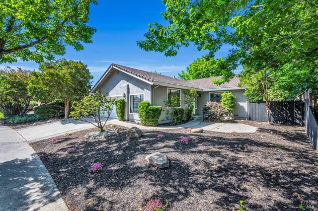 4187 Tokay Dr, Napa, CA 94558 - single story home featuring a tile roof, stucco siding, and fence