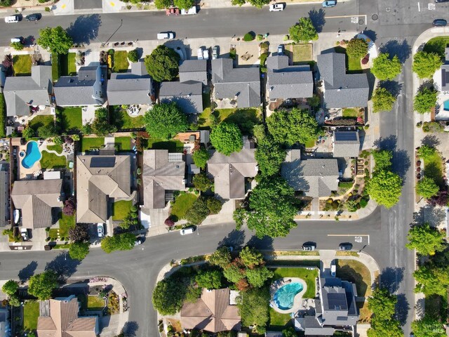4187 Tokay Dr, Napa, CA 94558 - aerial view of property and surrounding area with a pool and nearby suburban area