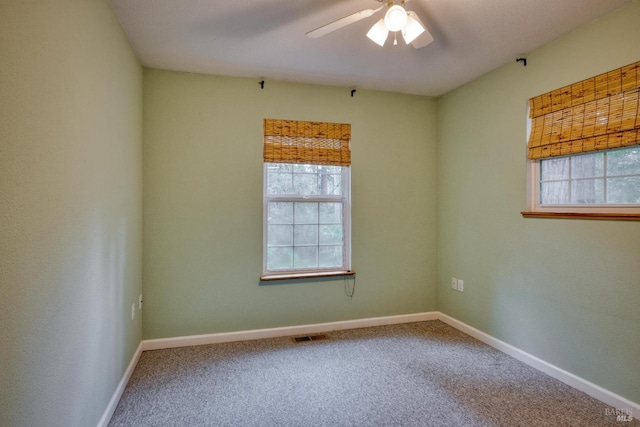 16589 Glenda Dr, Guerneville, CA 95446 - empty room with a ceiling fan, carpet flooring, and baseboards