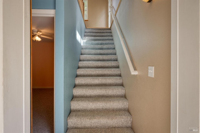 16589 Glenda Dr, Guerneville, CA 95446 - staircase featuring a ceiling fan