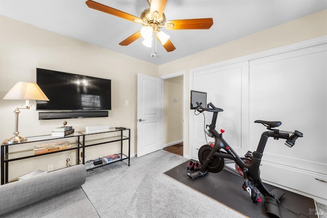 1629 Ora Dr, Napa, CA 94559 - workout room with ceiling fan and carpet floors