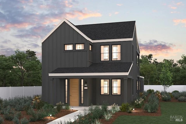 9037 Camino Colegio St, Rohnert Park, CA 94928 - view of front of home with roof with shingles, fence, and board and batten siding