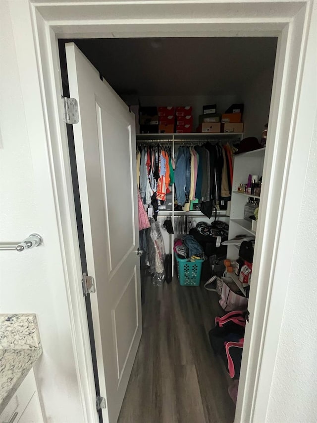 spacious closet with wood finished floors