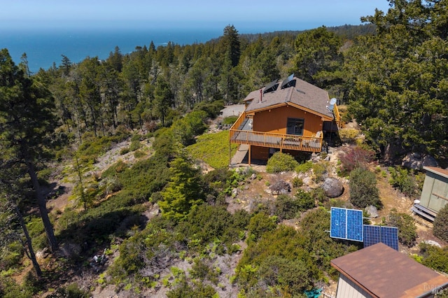 42227 Roseman Creek Rd, Gualala, CA 95445 - view of front facade featuring a deck and a shingled roof