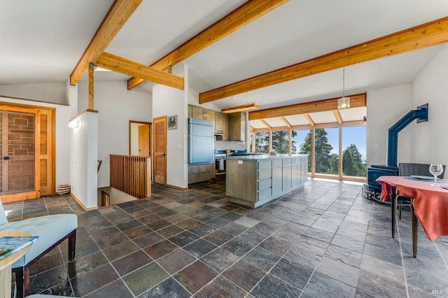 42227 Roseman Creek Rd, Gualala, CA 95445 - kitchen with lofted ceiling and a sink