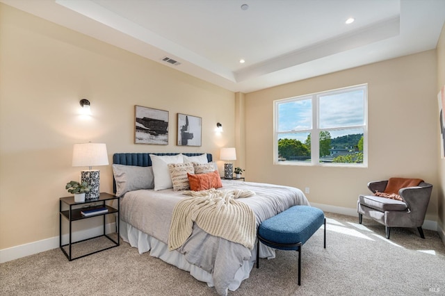 431 Seymour St, Napa, CA 94559 - bedroom featuring baseboards, light colored carpet, a raised ceiling, and recessed lighting
