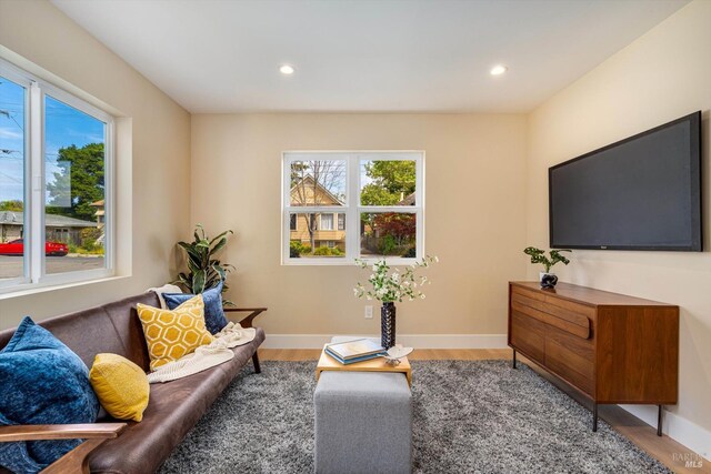 431 Seymour St, Napa, CA 94559 - living room with wood finished floors, baseboards, and recessed lighting