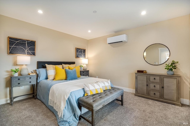 431 Seymour St, Napa, CA 94559 - bedroom featuring a wall mounted AC, light colored carpet, baseboards, and recessed lighting