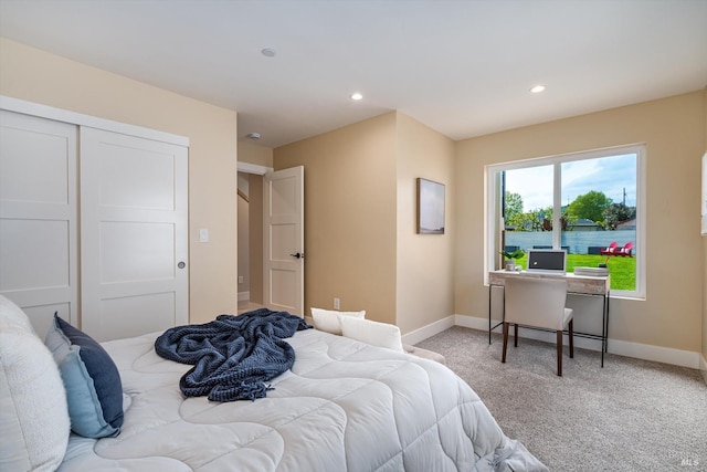 431 Seymour St, Napa, CA 94559 - bedroom with carpet, baseboards, recessed lighting, and a closet