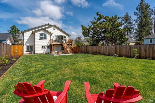 431 Seymour St, Napa, CA 94559 - back of house featuring stairs, a wooden deck, and a patio