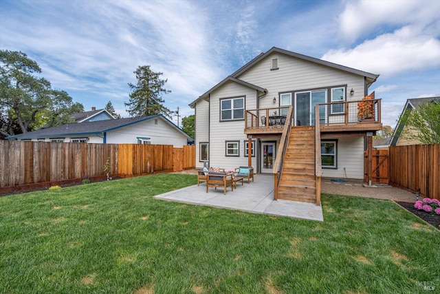 431 Seymour St, Napa, CA 94559 - rear view of property featuring stairway, a deck, a patio, and outdoor lounge area